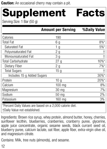  - StandardBar®-Berry, Rev 12 Supplement Facts