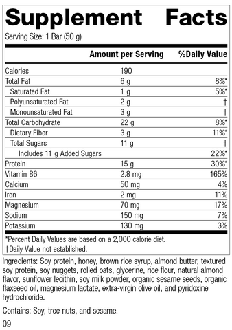  - StandardBar®-Soy Almond Crunch, Rev 08 Supplement Facts