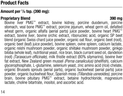  - supplement fact label