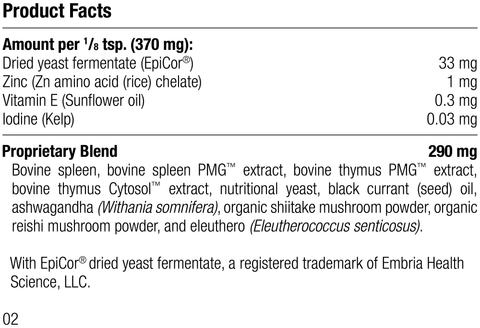  - A1610 Canine Immune System Support, 30 g, Rev 01 Supplement Facts	