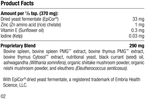  - A1660 Canine Immune System Support, 110 g, Rev 01 Supplement Facts