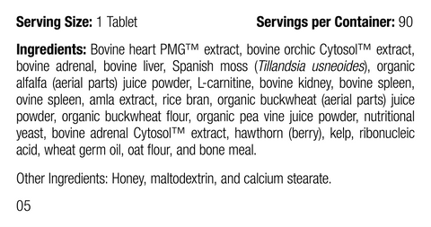 - Feline Cardiac Support, 90 Tablets, Rev 05 Supplement Facts