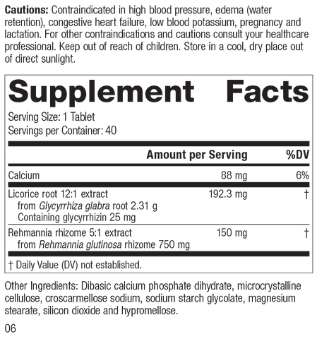  - Adrenal Complex, 40 Tablets, Rev 05 Supplement Facts