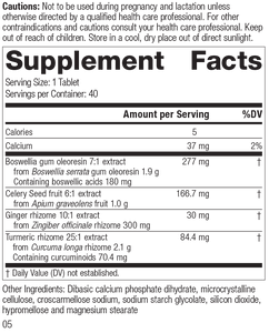 Boswellia Complex, 40 Tablets, Rev 04 Supplement Facts