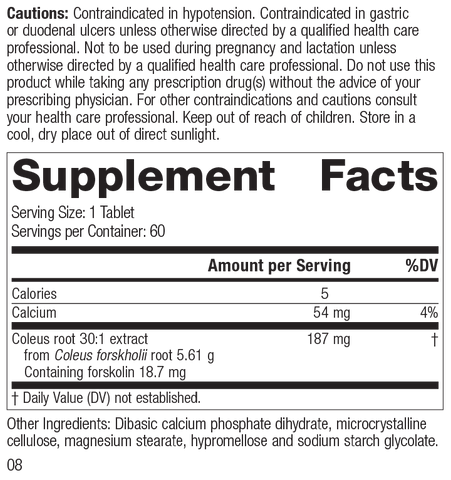  - Coleus Forte, 60 Tablets, Rev 07 Supplement Facts