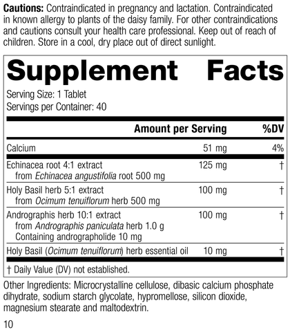  - Andrographis Complex, 40 Tablets, Rev 09 Supplement Facts
