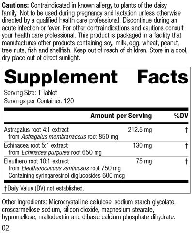  - Astragalus Complex, 120 Tablets, Rev 02 Supplement Facts