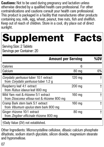 - Cramplex, 40 Tablets, Rev 07 Supplement Facts