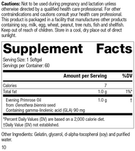 Load image into Gallery viewer, Evening Primrose Oil, 60 Capsules, Rev 10 Supplement Facts
