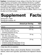 Load image into Gallery viewer, Gotu Kola Complex, 40 Tablets, Rev 05 Supplement Facts