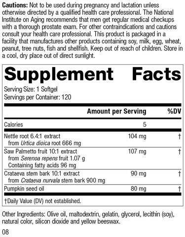  - ProstaCo, 120 Capsules, Rev 08 Supplement Facts