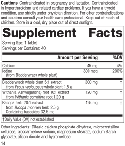 Thyroid Complex, 40 Tablets, Rev 12 Supplement Facts