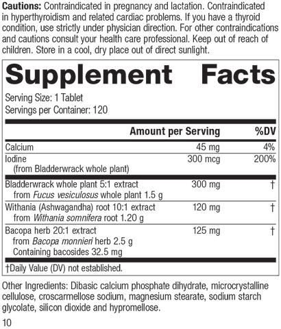  - Thyroid Complex, 120 Tablets, Rev 10 Supplement Facts