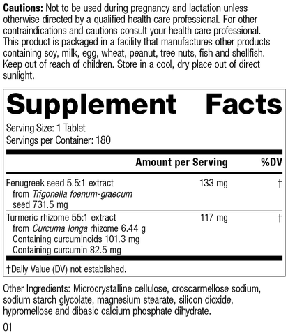  - Turmeric Forte, 180 Tablets, Rev 01 Supplement Facts